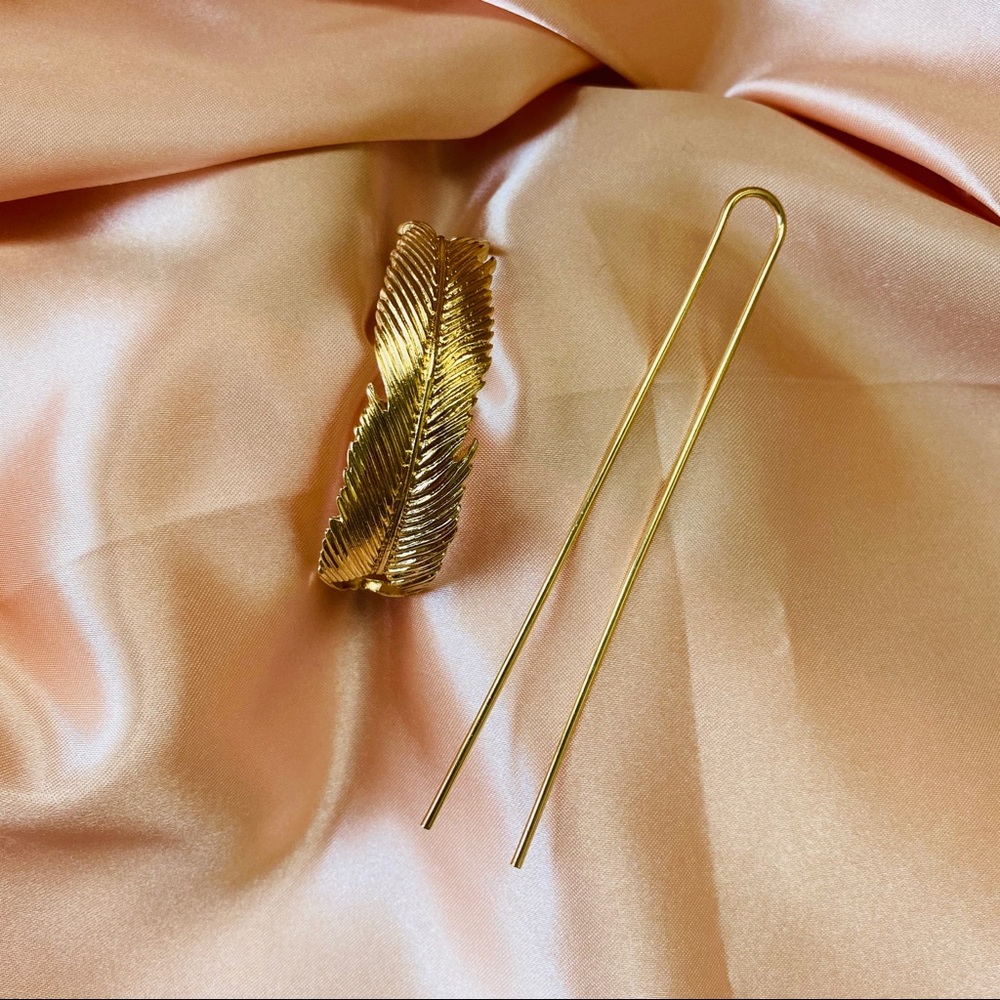 💕Last  one Feather Hair Clip Hair Pins Boho Bun Cage - Picture 4 of 8